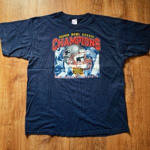 New England Patriots NFL Super Bowl 38 Champions T-Shirt XXXVIII Mens Size XL